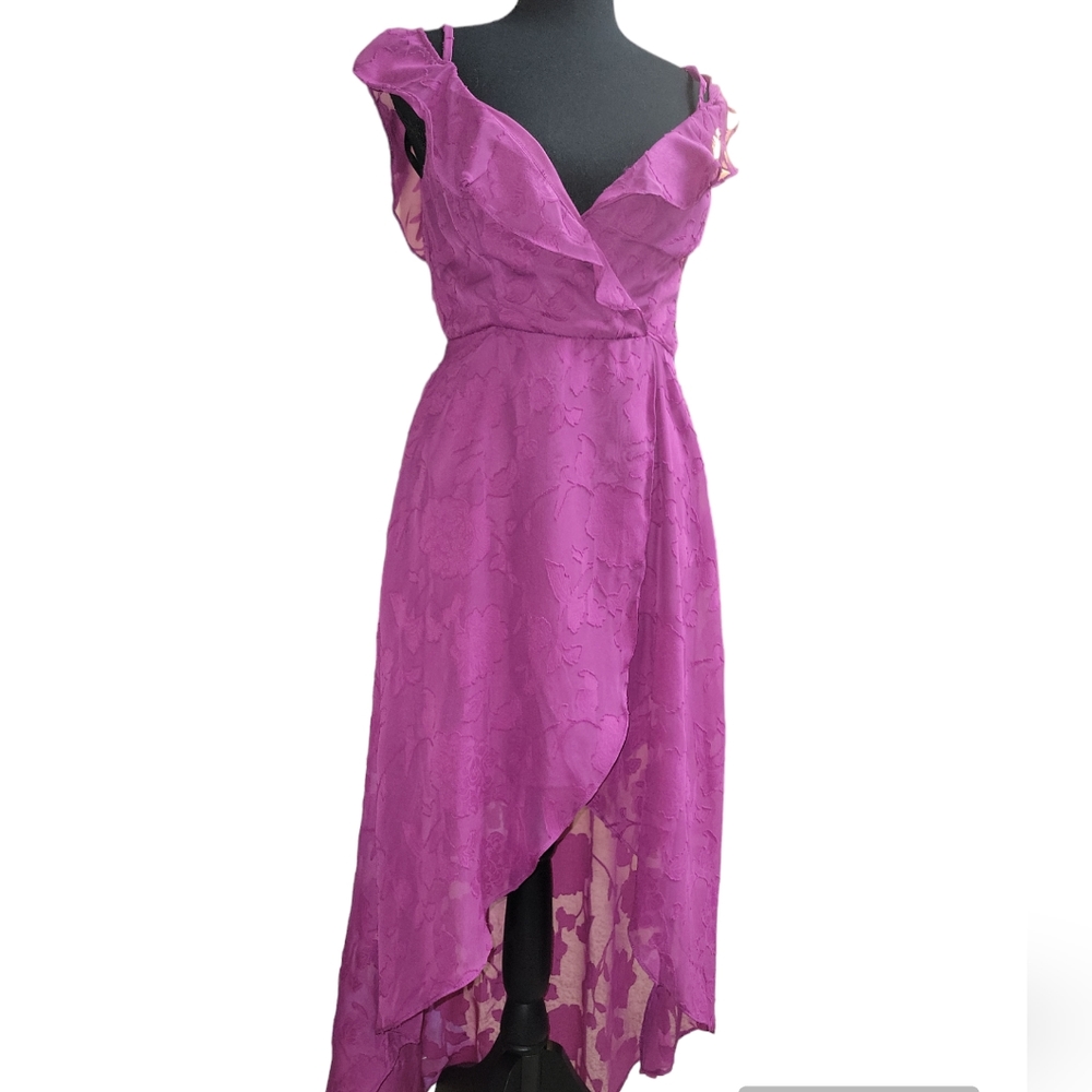 BCX slip on XS Magenta Lace dress ruffle sleeve floral nwt